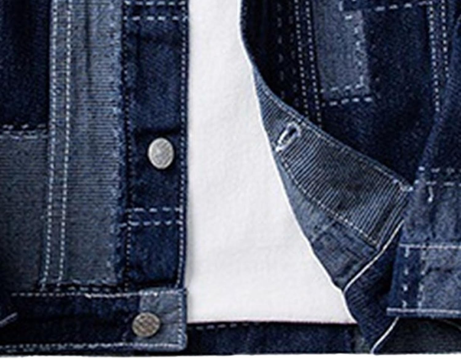 JEKE-DG Men Patchwork Lapel Denim Jacket Casual Slim Fit Jeans Jacket Big Pocket Colorblock Cowboy Outerwear