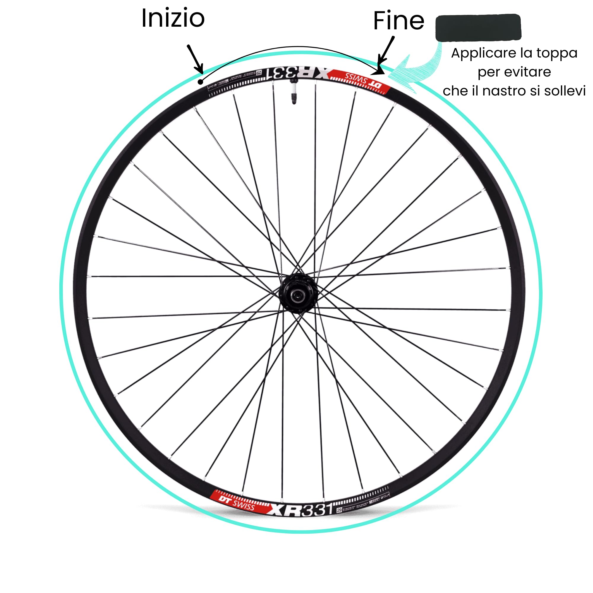 Nastro Tubeless 25 mm x 10 m | Fondo per Cerchi Tubeless per Ruote da 20 a 29" | Nastro Adesivo per Tubelizzare Cerchi MTB, E-Bike, Gravel e Strada