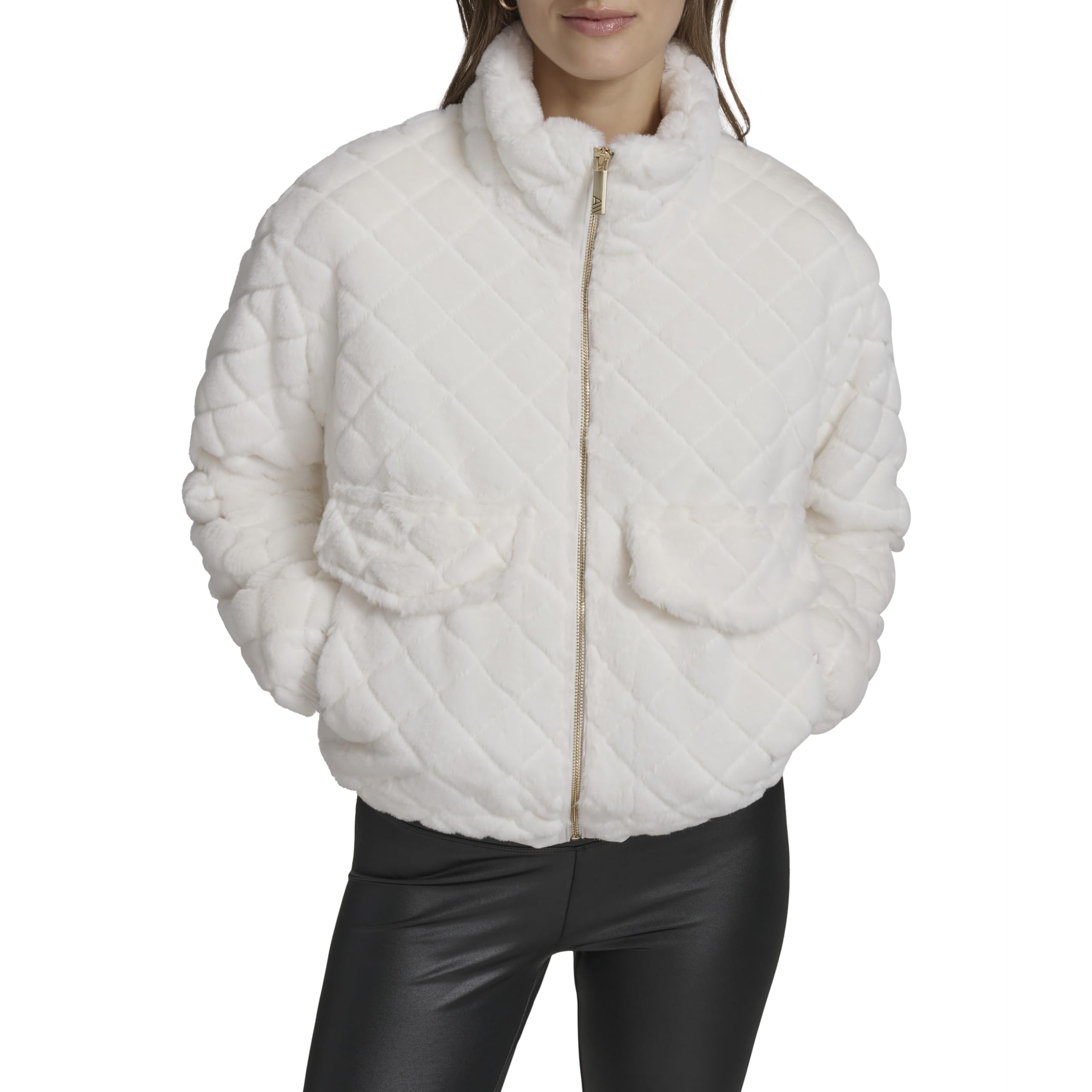 Andrew Marc Women's Zip Front Faux Fur Quilted Jacket