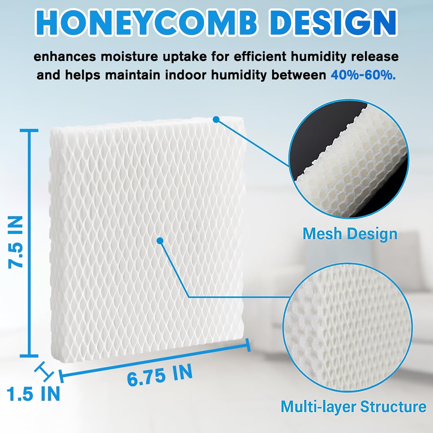 6 Pack Humidifier Wicking HFT600 Filters T Compatible with Honeywell Tower Humidifier HEV615 HEV620, Compare to Part HFT600T HFT600PDQ