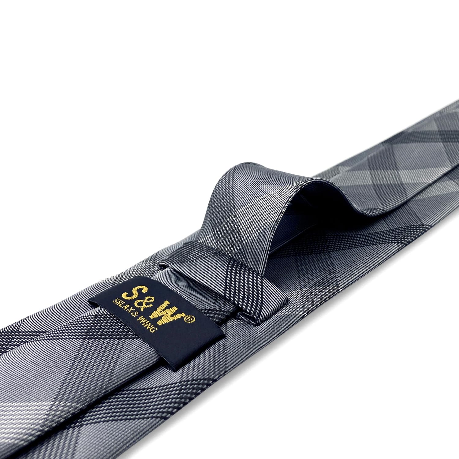 Corbata para hombre, color gris, a cuadros, clásica, formal, talla XL, Corbata clásica de 146 cm x 8 cm (57.5 x 3.15) 4