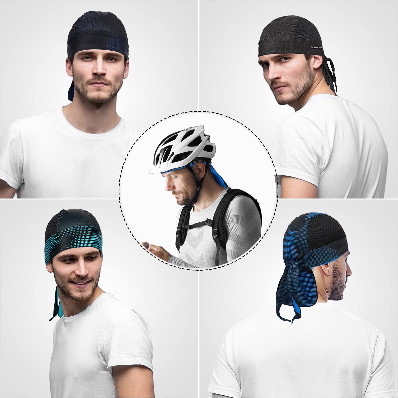 HASAGEI Bandana męska i damska, chusta na głowę, bandana, czapka rowerowa, elastyczna, oddychająca, odprowadzająca pot, szybkoschnąca, sportowa, nakrycie głowy na lato, ciemnoniebieski, jeden rozmiar