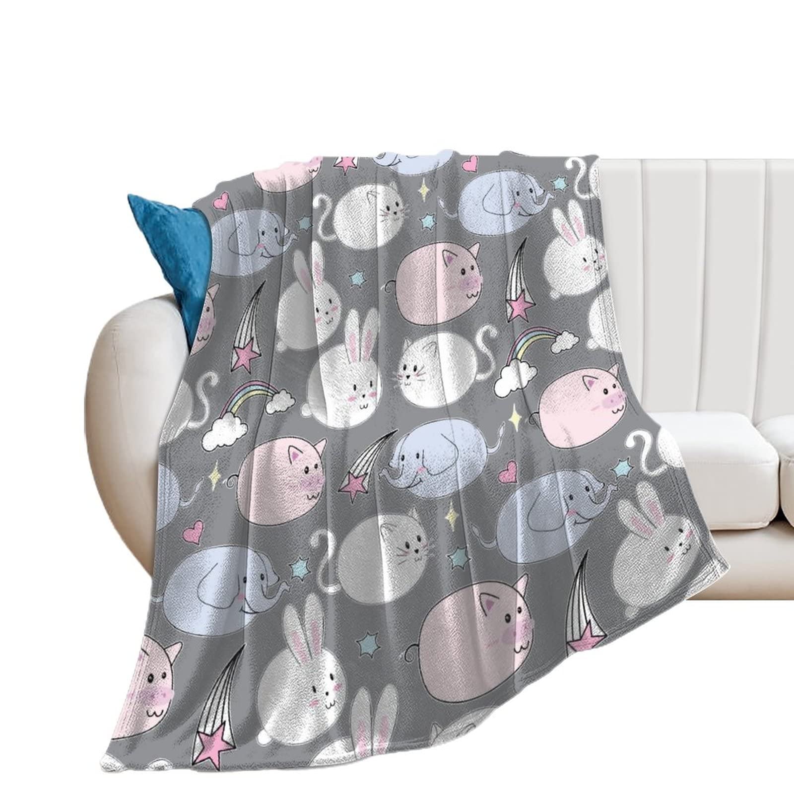 Couverture polaire cochon et lapin pour des soirées cocooning confortables sur le canapé