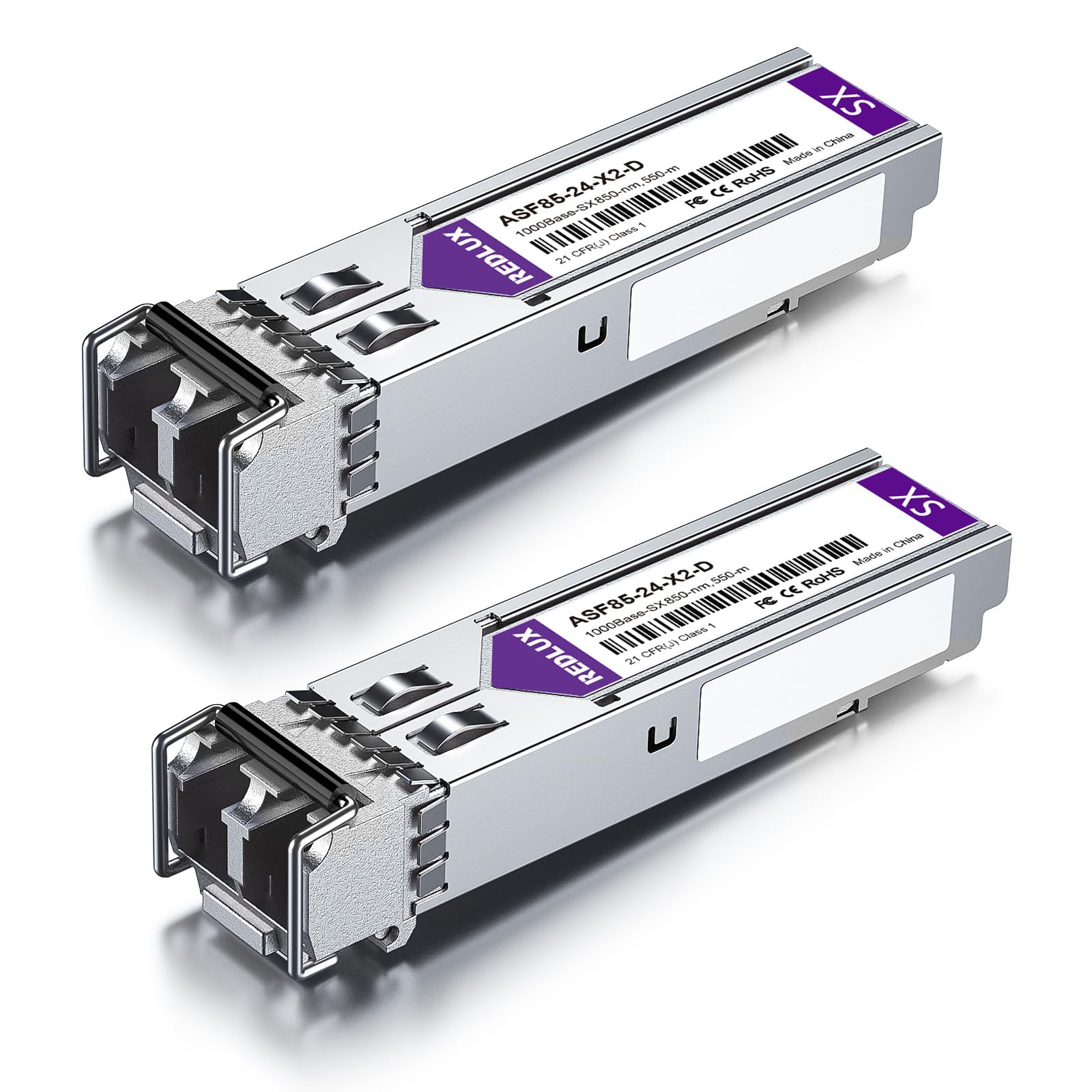 REDLUX Modulo Gbic SFP SX 850nm MMF doppio connettore LC 550m Compatibile Cisco Meraki Ubiquiti UniFi Mikrotik Fortinet TP-Link Netgear