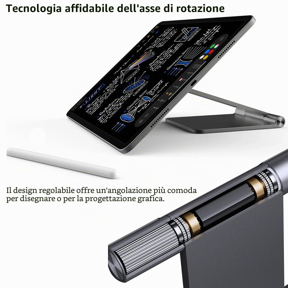 KU XIU X33 Supporto Magnetico Pieghevole per iPad Pro 13" M4, Supporto Tablet Regolabile a 360° in Lega di Alluminio, Base Portatile da Scrivania per Disegno, Lavoro e Visualizzazione