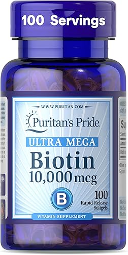 La biotina 10000 Mcg ayuda a promover la salud de la piel el cabello y las uñas 100 unidades de Puritans Pride