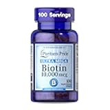Premium Ultra Mega Biotin 10,000mcg, Dietary Supplement for Healthy Hair, Skin, Nails, and Energy Metabolism Support, 100 Day Supply, 100 Rapid Release Softgels