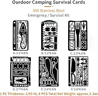 Vista 5 de PSKOOK Juego de 12 piezas de multiherramienta de supervivencia del tamaño de una tarjeta, herramienta de emergencia para acampar, kit EDC en tu