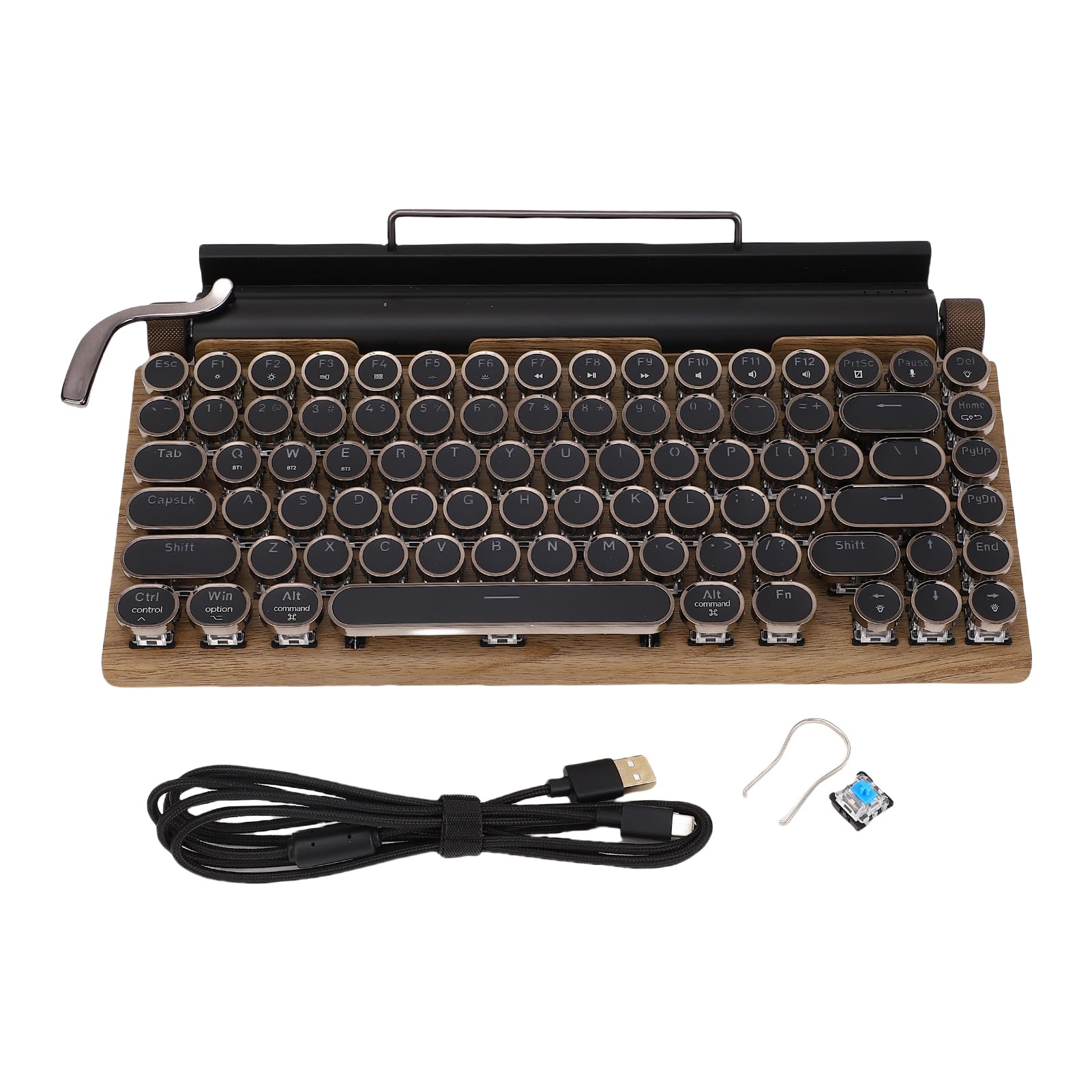 Acouto Tastiera Meccanica Retrò con Retroilluminazione LED, Tastiera da Scrivere Senza Fili per Computer Desktop e Portatili, Compatibile con iOS e Android