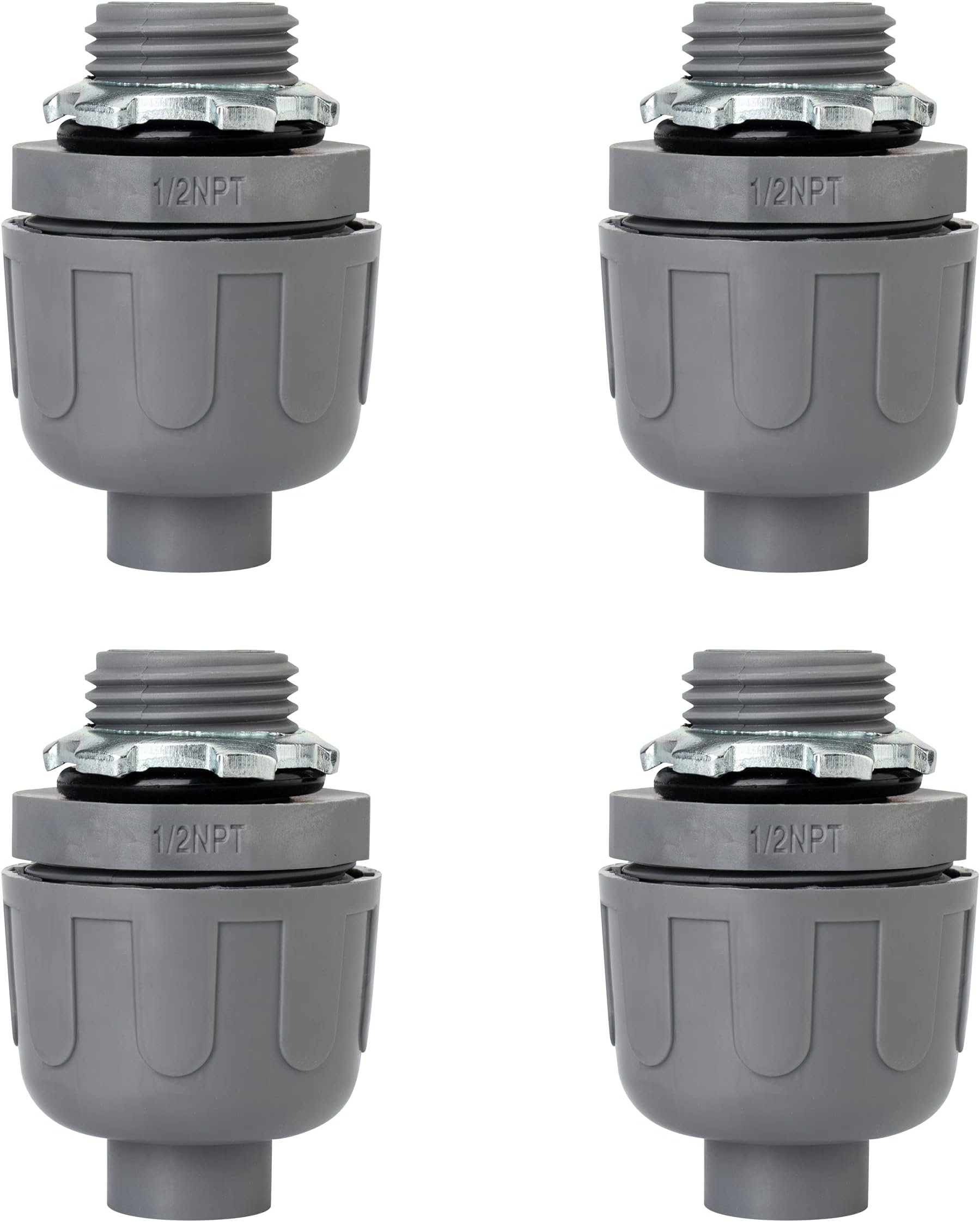 ISPINNER 4pcs NPT 1/2" Nonmetallic Liquid Tight Electrical Conduit Connector Fittings, Pack of 4