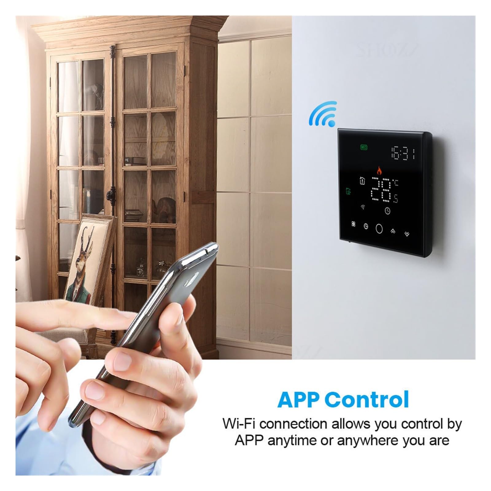 Termostat WiFi Inteligentny dotyk Ciepła podłoga Regulator temperatury Elektryczne ogrzewanie podłogowe Kocioł gazowy APP Zdalne sterowanie Precyzja łatwość Konfiguracji(No wifi white GC)