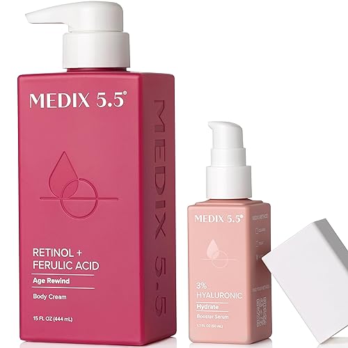 MEDIX - Loción corporal de retinol + 3% ácido hialurónico Booster Serum Moisturizer Set de 2 piezas para el cuidado de la piel  Tratamiento para el
