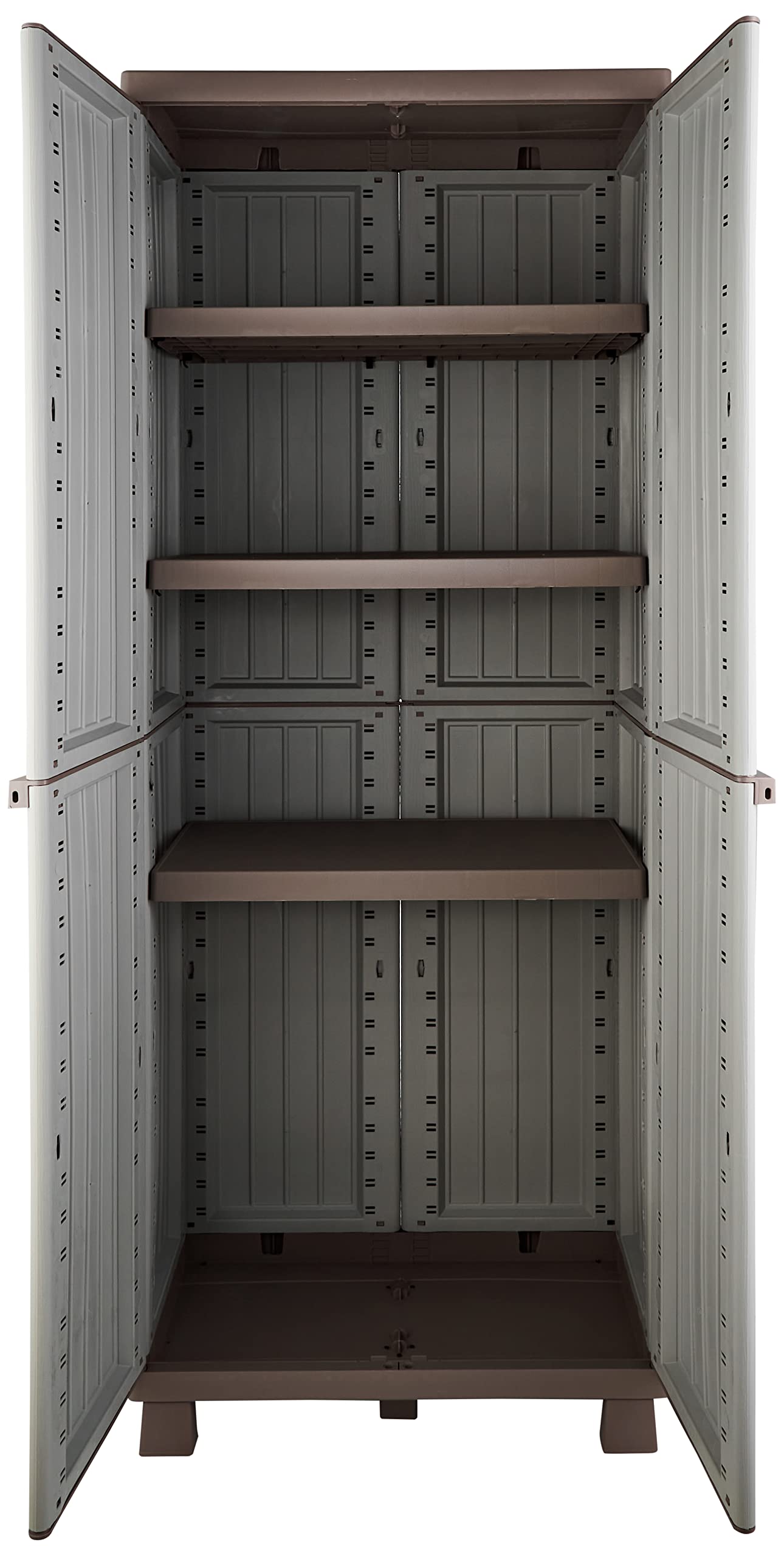 Terry - C-Wood 2680, Armoire d'Intérieur et d'Extérieur, 2 Portes à Effet Bois, 3 Étagères Intérieures