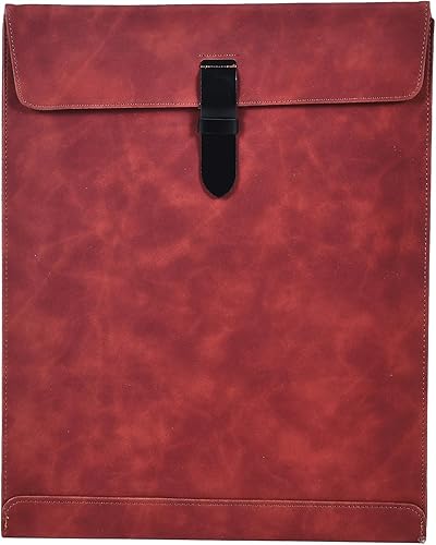 Miniatura 7 de Carpetas de archivos de piel sintética A4 verde para documentos, importante organizador de archivos privado con cierre de cuerda, funda para laptop,