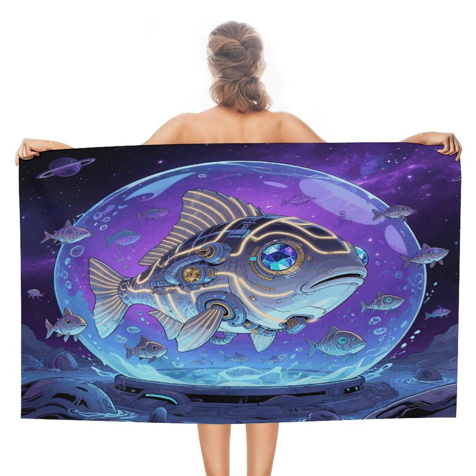 VstaDank Fish Beach Towel 51x31 Inch Oversized Soft Bath Towel Luxury Plush Thick Hotel Swim Pool Towels Super Quick Dry Travel Towels for Camping Gym Sports Yoga