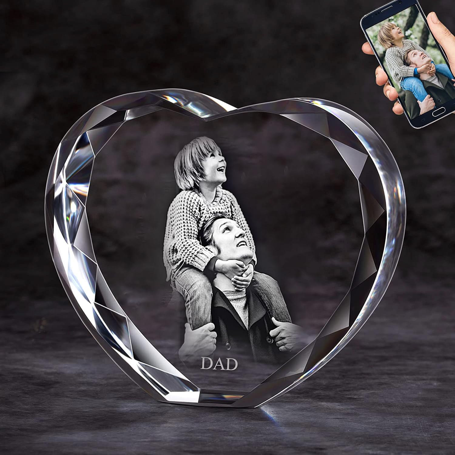 3D Crystal Photo, Customized Heart Shape Glass Engraved Crystal sold by Timbre Dependent | SKU 1708485799 | Printerval