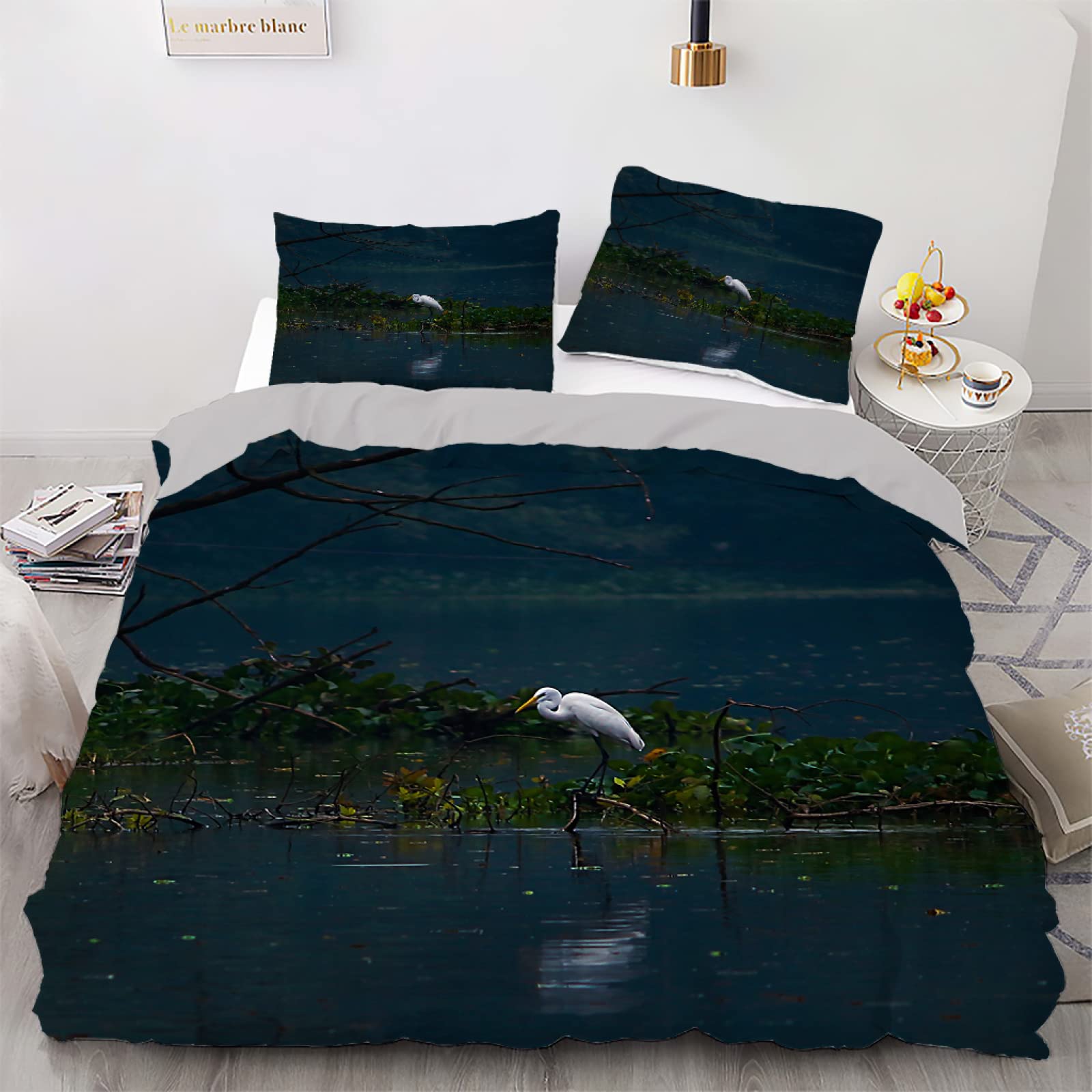 Housse de couette 200x200 vue de nuit noire pour créer une chambre cosy et moderne