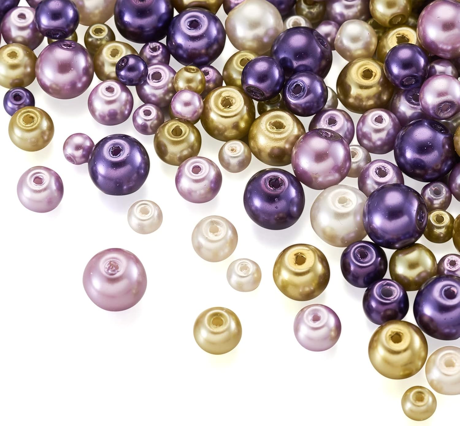 Round Glass Pearl Beads Cheriswelry 12Strand 4mm 6mm 8mm Tiny Stain Luster Glass Pearl Round Beads Loose Spacer Ball Beads for DIY Necklace Bracelet Earring Jewelry Making Handmade Craft