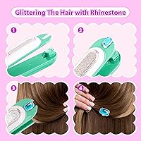 Vista 23 de Kit de sellos de gemas para el cabello, joyas brillantes para el cabello para niñas, herramienta de peinado con diamantes brillantes reutilizables