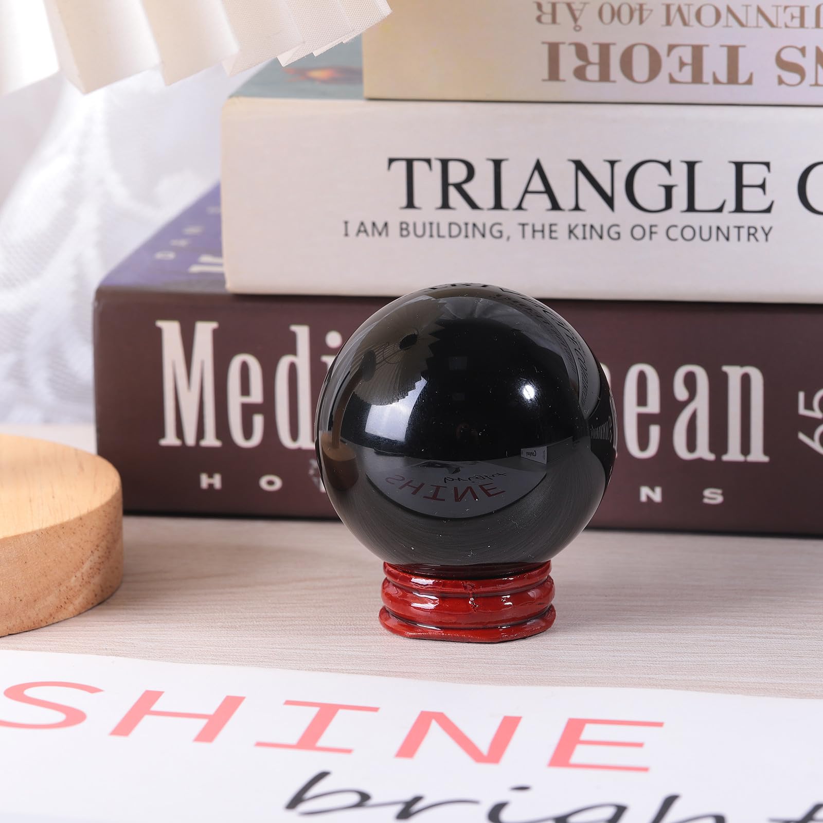 mookaitedecor Natural Black Obsidian Crystal Ball with Stand 55mm-60mm Small Healing Reiki Stone Crystal Sphere Scrying Divination Crystal Witchcraft Supplies Wiccan Gifts Spiritual Black Room Decor - Image 4