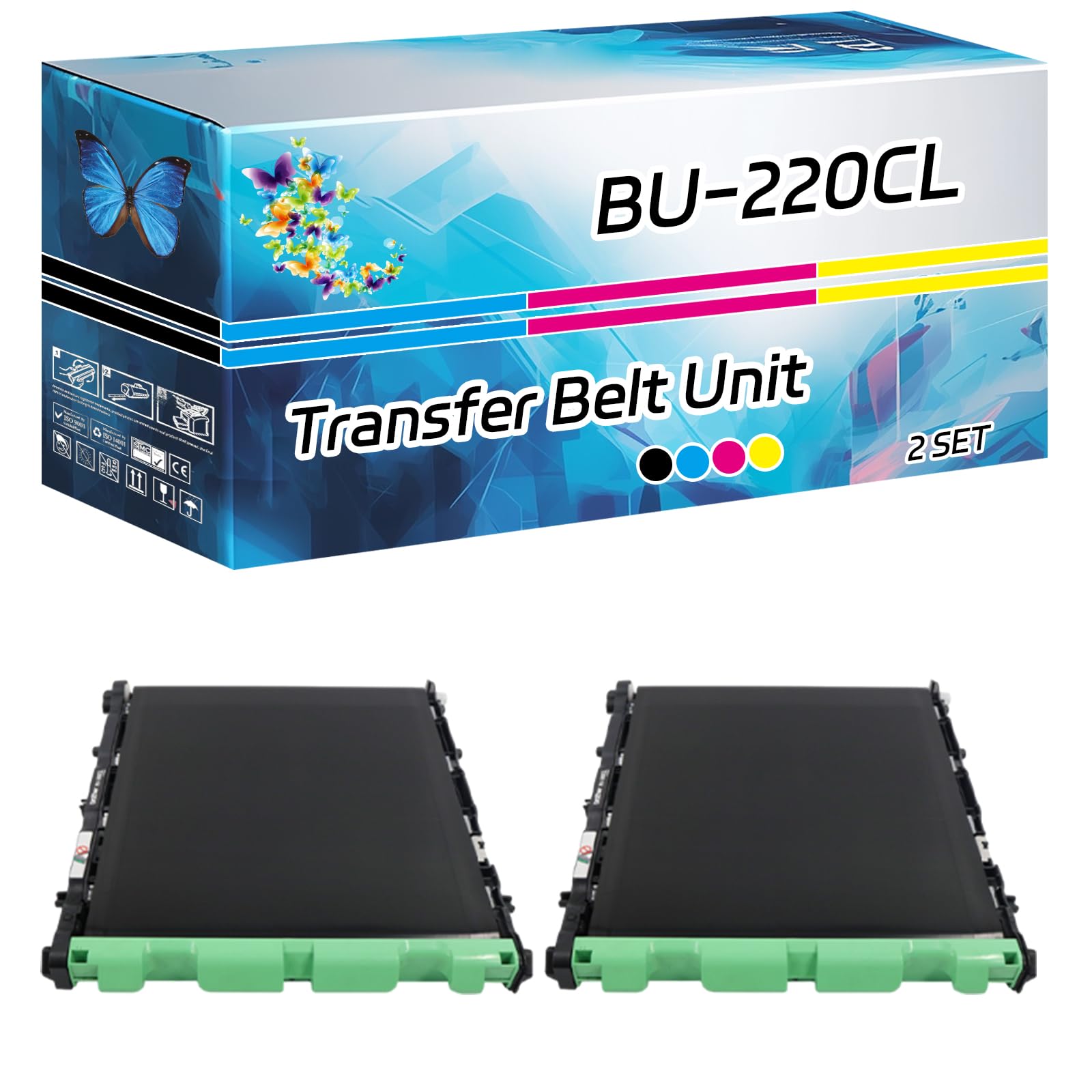 BU-220CL Transfer Belt Unit Compatible for Brother HL-3140CW HL-3170CDW HL-3180CDW Printers, High Yield 60000 Pages, with Chip High-Definition Printing (2 Set)