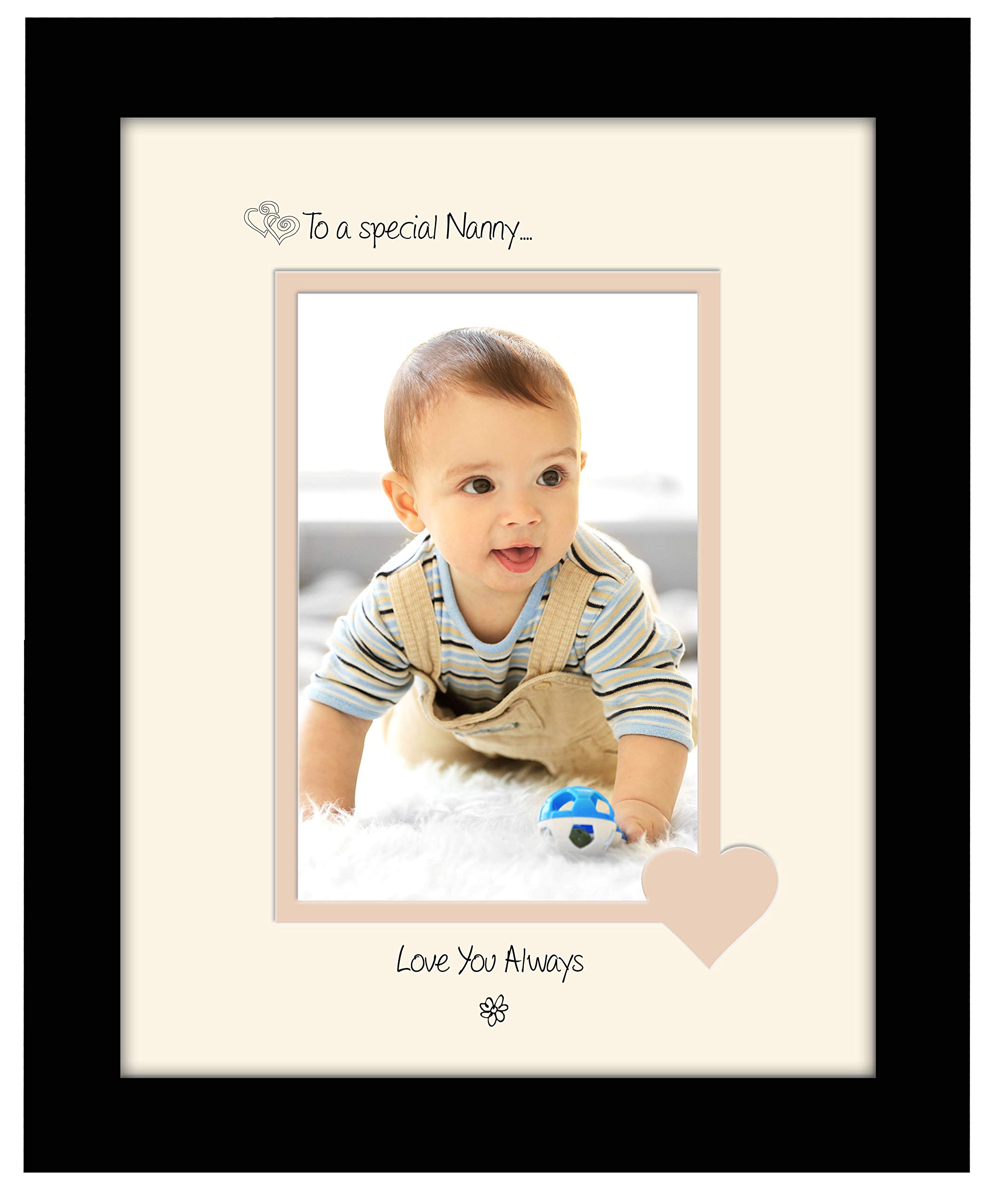 Photos In A Word Black Finish Frame Cream Mount Beige Inside Nanny Photo Frame Special Nanny Love You Always Portrait 1111F Double Mounted Quality Gift (Black Finish Frame Cream Mount Beige Inside)