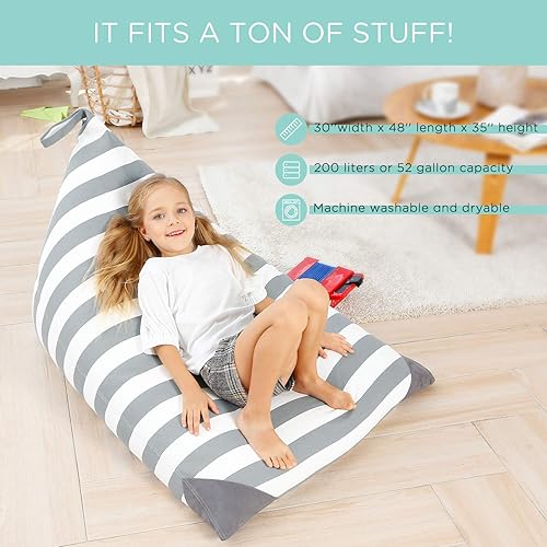 Miniatura 3 de Aubliss - Sillón puf para almacenamiento de animales de peluche, adecuado para niños, niñas y adultos, sólo incluye la funda de puf, con cremallera
