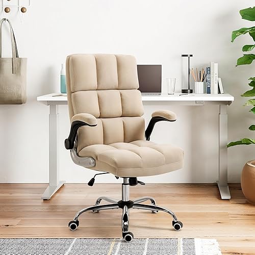 Miniatura 7 de ECOTOUGE Silla de oficina ejecutiva, ergonómica de terciopelo, silla de escritorio cómoda, silla de computadora con respaldo alto con ángulo de