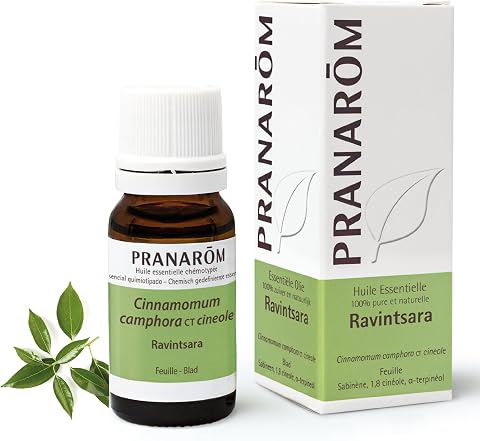 PRANAROM Aceite Esencial Ravintsara 10 ml – Confort Respiratorio HECT Puro | 100% puro y quimiotipado HECT. Confort respiratorio y defensas naturales en aromaterapia.