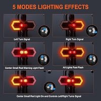 Vista 3 de Luz trasera de bicicleta con señal de giro, intermitentes de bicicleta delantera y trasera, luz trasera dividida para bicicleta 5 modos, recargable
