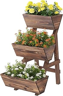 3-Tiers Wooden Raised Garden Bed Tiered Planter Box Vertical Garden Plan...