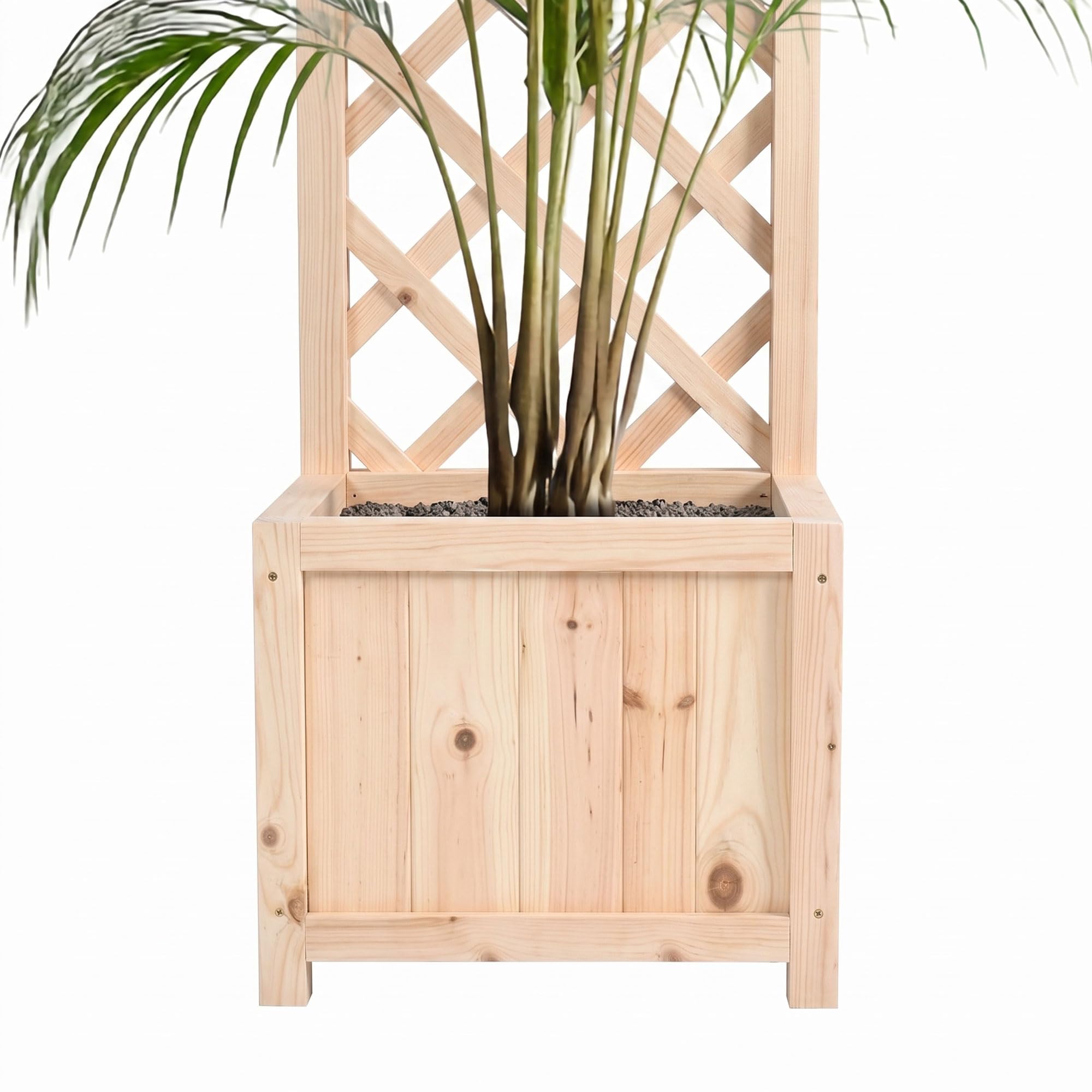 FRANKYSTAR® Rosy - Fioriera da Esterno con Grigliato 35x120x30 cm per Piante Rampicanti in Legno di Cedro Impregnato Natural Oak
