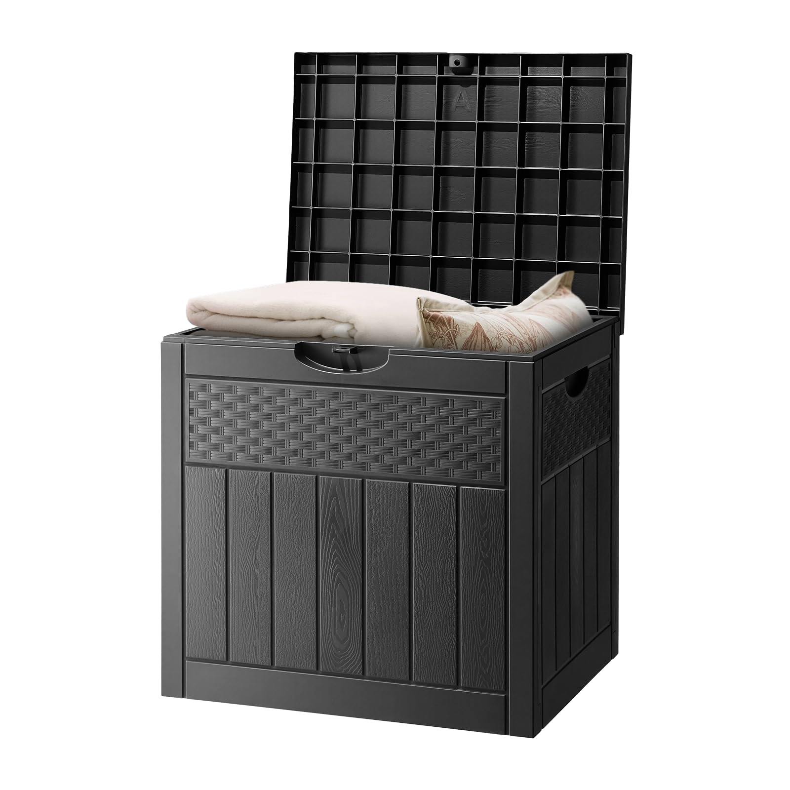 Bonnlo Garden Storage Box 126L, Waterproof Parcel Box Outdoor with Lid, Plastic Storage for Deliveries, Patio Cushions, Garden Tools, Black