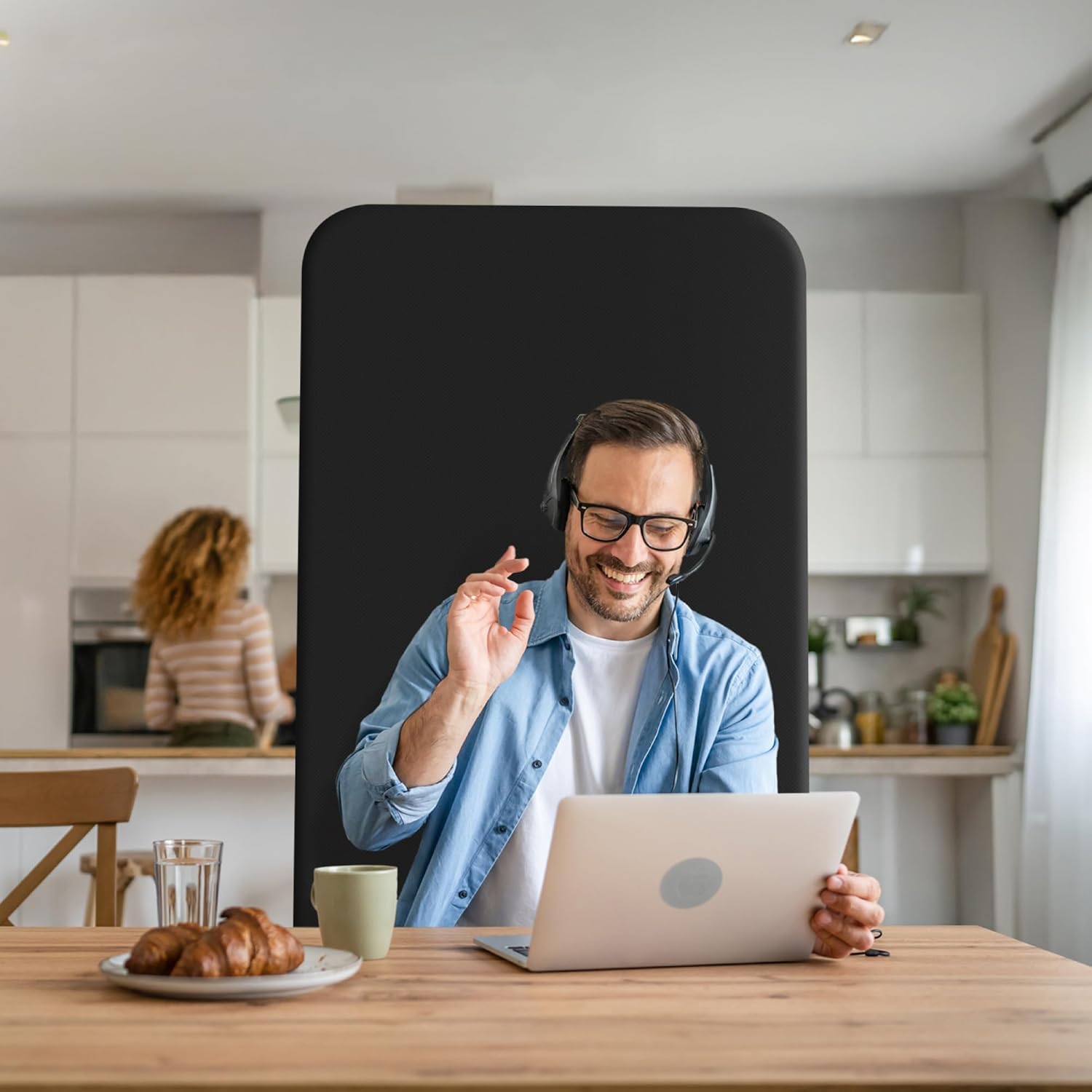 DECOLAB Room Partition Panel, Freestanding Portable Privacy Cubicle Partition for Offices, Classroom, Studio, Healthcare, Workspace, Scratch Resistance, 29"x65" Midnight