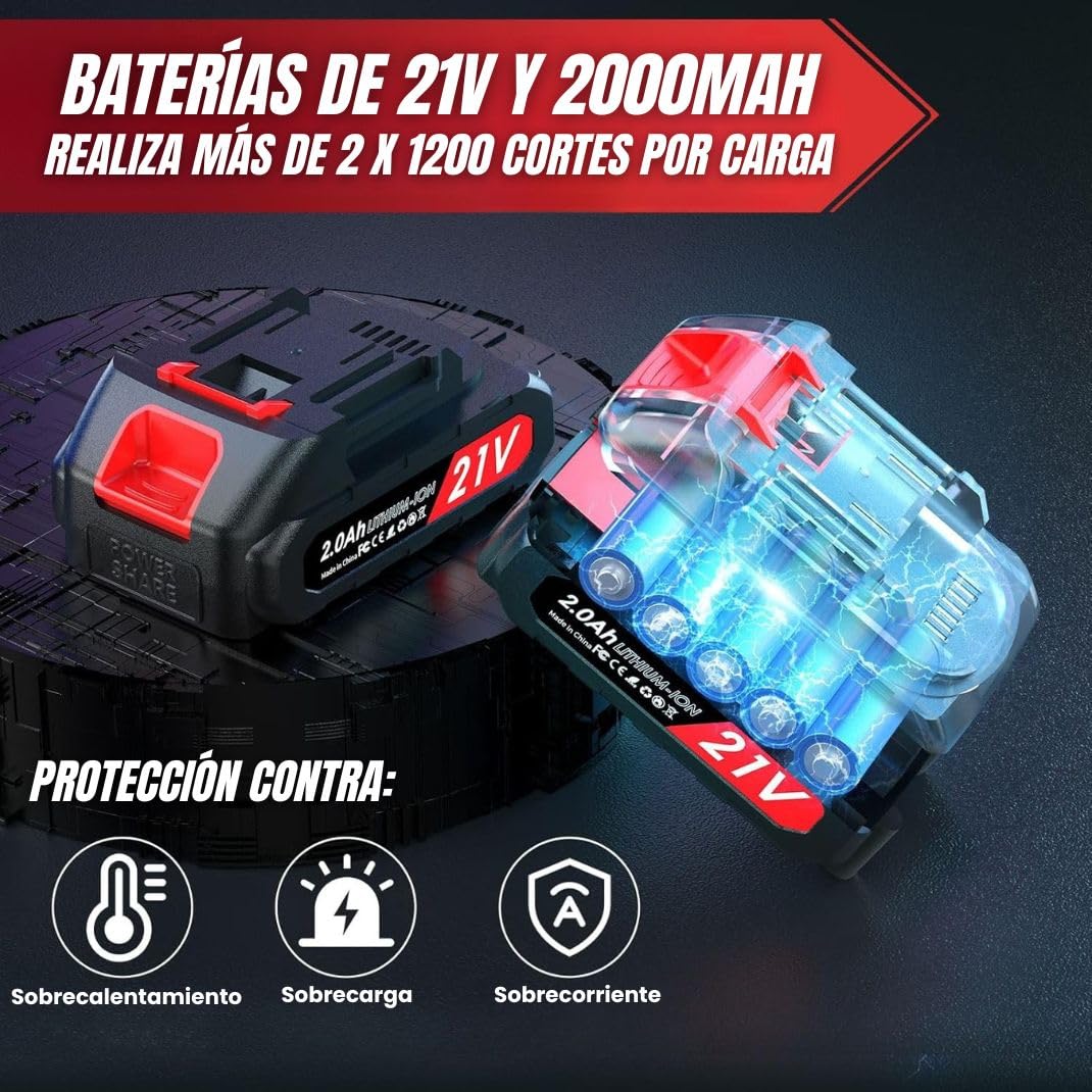 Tijeras de Podar Eléctricas con Maletín, Piedra de Afilar [2 Baterías de 21V] – Podadora Eléctrica de Precisión con Ángulo de Corte de 3mm, Ligera y Potente – Ideal para Viñedos, Árboles y Jardines
