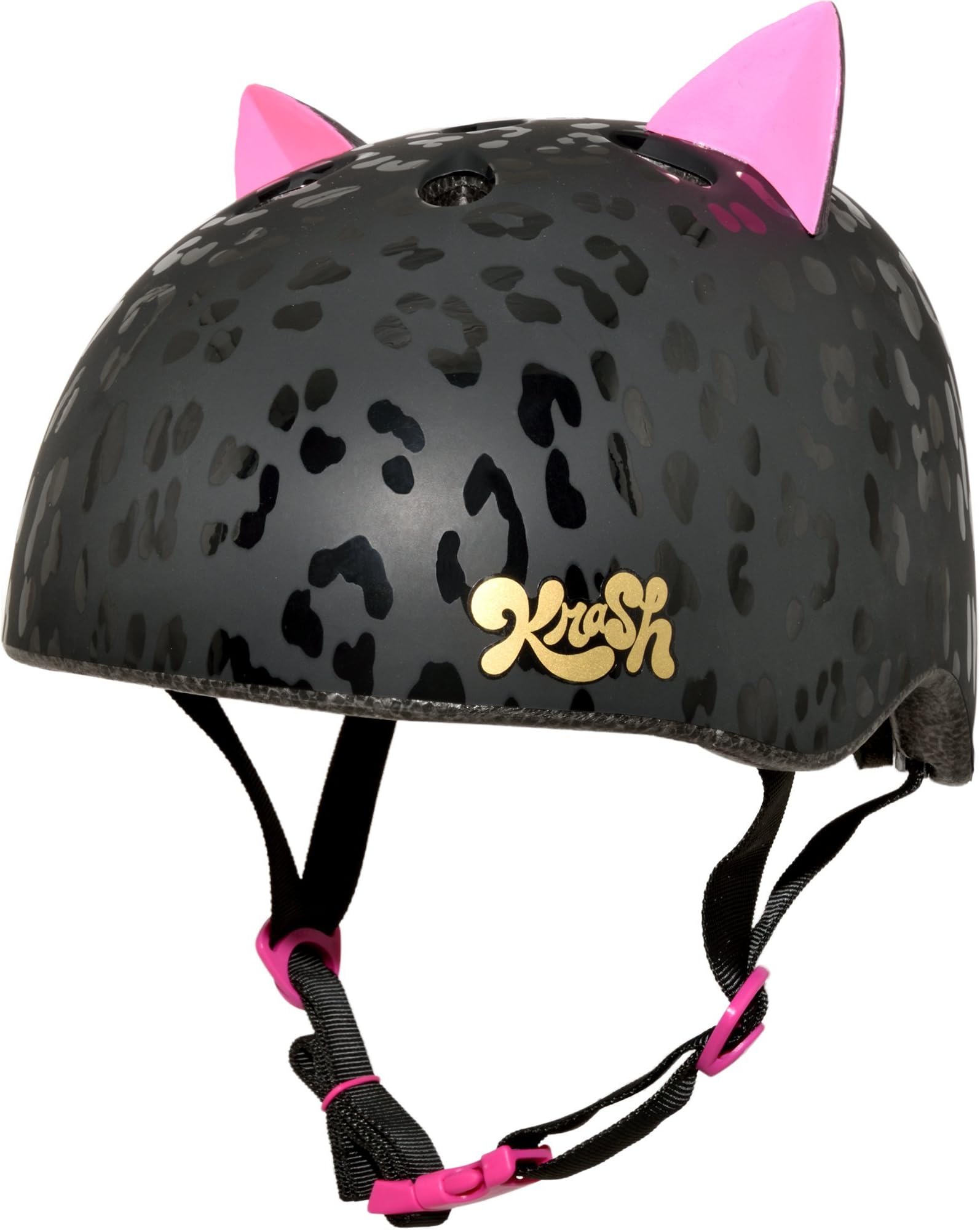 Krash Kids C-Preme Leopard Kitty Helmet - Black, One Size