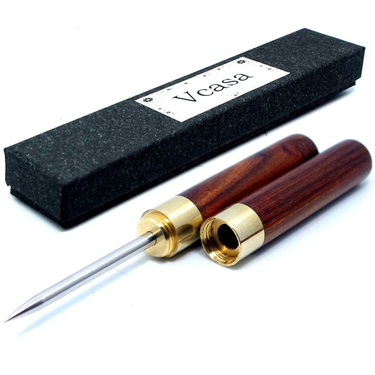 Stainless Steel Ice Pick with Wooden Handle Kitchen Tool (Light Brown A)