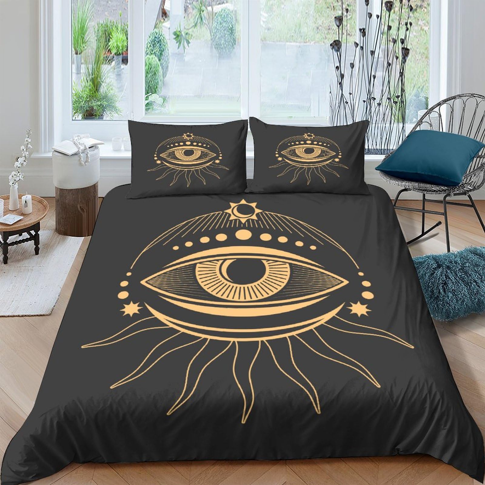 MXRMXR Eye 3D Printed Duvet Cover Set Soft Microfiber Quilt Cover Bedding Set with Pillowcases Comforter Cover for Kids Adult Teens Double（200x200cm）