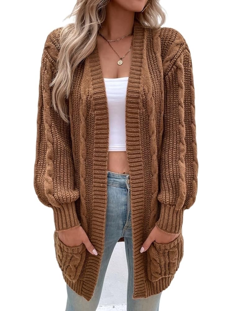 Women's Cardigan Knit Drop Shoulder Pocket Patched Short