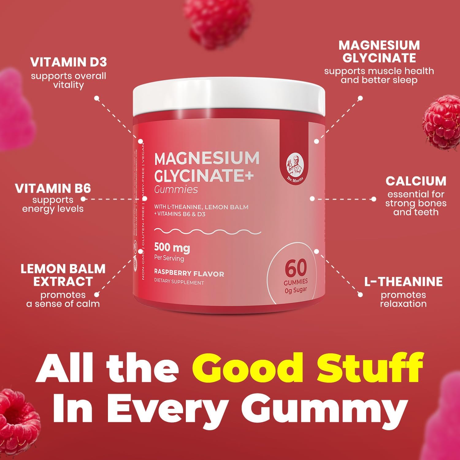 Award Winning Magnesium Glycinate Gummies for Adults & Kids - with L-Theanine & Lemon Balm - Magnesium Gummies for Women & Men for Relaxation Support - No Sugar Added, Non-GMO (120 Count)