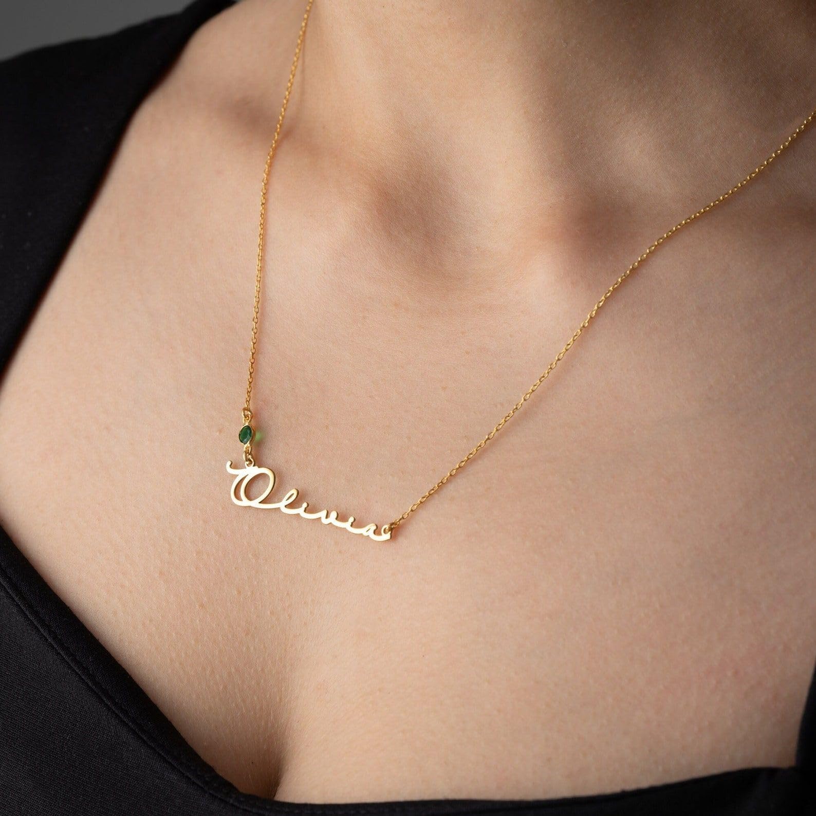 Delicato collana con pietra portafortuna con nome e pietra portafortuna personalizzato con nome Festa della Mamma Natale anniversario compleanno