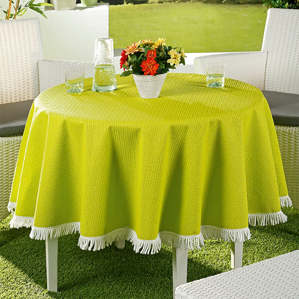 EMHELLE Tuintafelkleed, voor tuin, balkon, terras, tafelkleed, voor camping, picknick, rond, ovaal, rechthoekig, voor buiten en binnen, antislip oppervlak, met witte franjes, 150 x 210 cm, ovaal, appelgroen EMHELLE Tuintafelkleed, voor tuin, balkon, terras, tafelkleed, voor camping, picknick, rond, ovaal, rechthoekig, voor buiten en binnen, antislip oppervlak, met witte franjes, 150 x 210 cm, ovaal, appelgroen