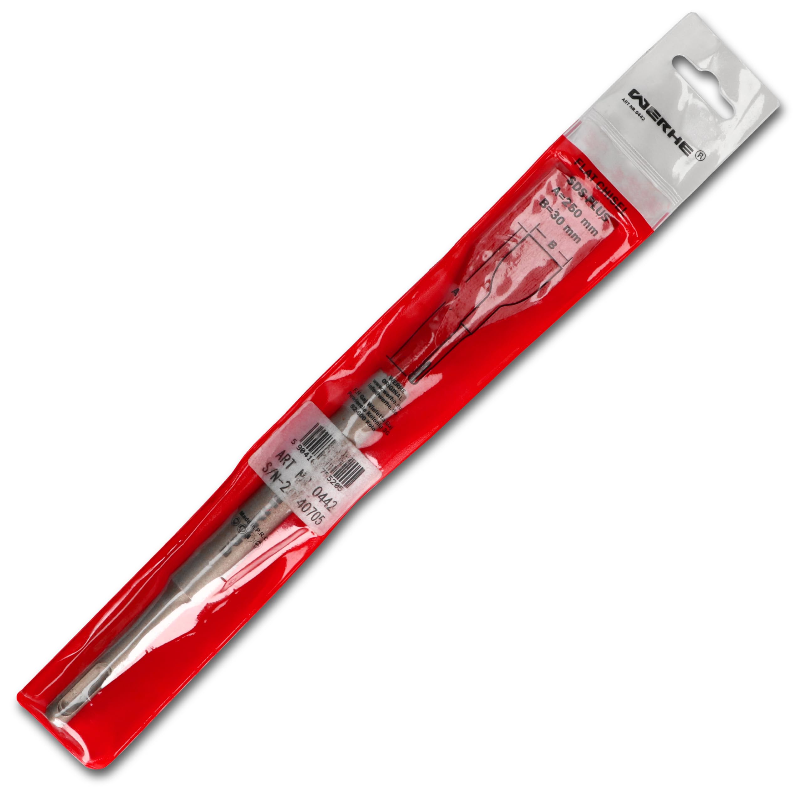 Scalpello WERHE SDS Plus 30 x 250 mm – Scalpello piatto per scalpellare calcestruzzo e rimozione piastrelle – Accessorio robusto per martelli perforatori e demolitori