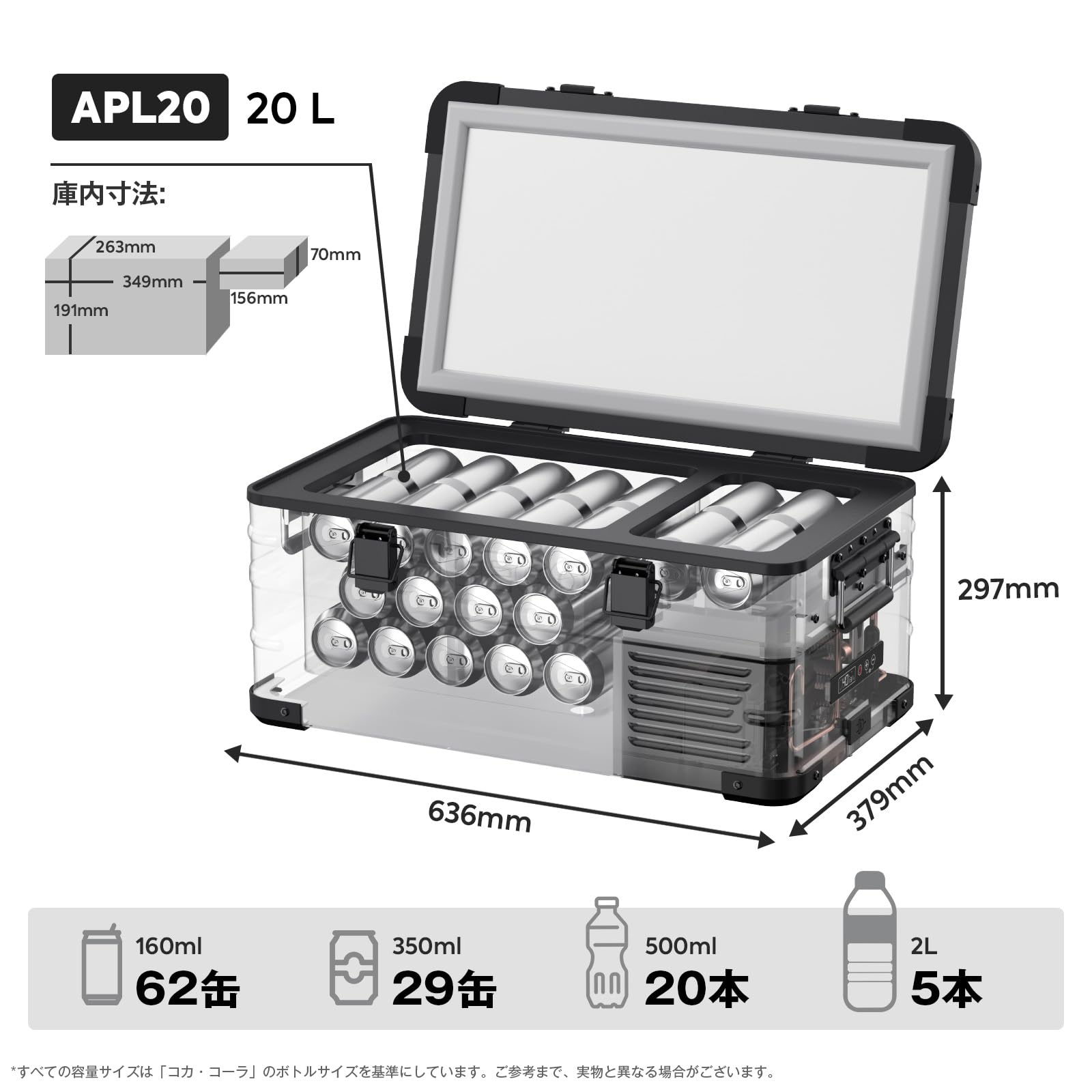 Amazon.co.jp: バッテリー＆ソーラーパネル付き ICECO APL20 ブラック