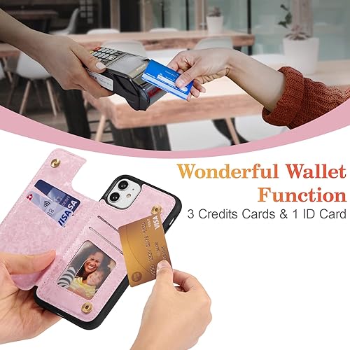 Miniatura 199 de UEEBAI Funda tipo cartera para iPhone 15 Pro Max con tarjetero, cubierta de cuero PU con soporte, bloqueo RFID, doble cierre magnético, relieve de