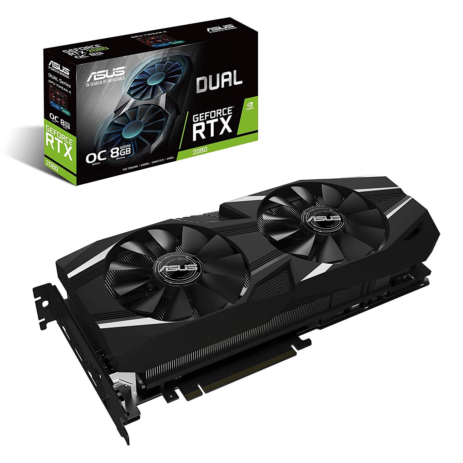 ASUS GeForce® RTX 2080 O8G Dual-fan OC Edition GDDR6 HDMI DP 1.4 USB Type-C graphics card (DUAL-RTX2080-O8G ) ASUS GeForce® RTX 2080 O8G Dual-fan OC Edition GDDR6 HDMI DP 1.4 USB Type-C graphics card (DUAL-RTX2080-O8G )