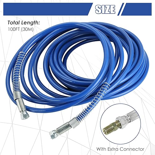 Miniatura 2 de MAOPINER Manguera de pulverización de pintura sin aire de 14 pulgadas  Pulverizador de pintura universal de alta presión tubo de fibra flexible 3300