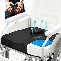 Vista 2 de Cojín de asiento de silla de ruedas de gel, cojines para dolor de cama para glúteos, almohada de espuma viscoelástica para hemorroides para sillas