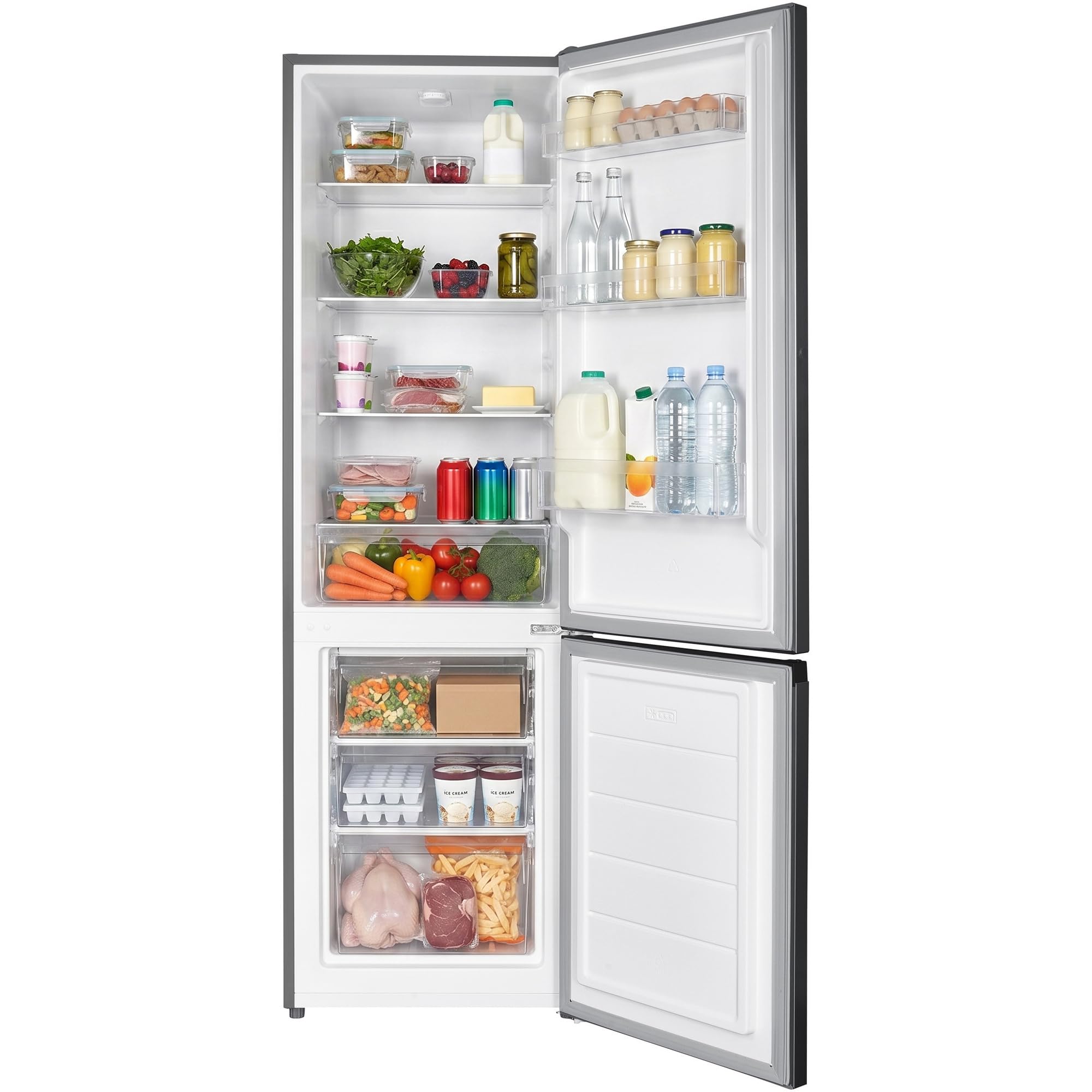 HC-HM262INVXD – Freistehende Kühl-Gefrierkombination 262L, LED-Beleuchtung, elektronischer Thermostat, Energieklasse E, wechselbarer Türanschlag, 5 Jahre Garantie (Energielabel -> D, Anthrazi)