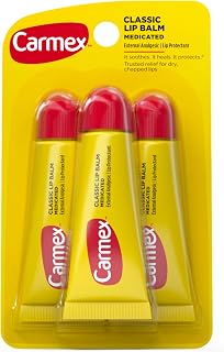 Carmex Original Moisturizing Lip Balm Value Pack (3x 0.35oz Tubes) - Medicated, Soothes, Heals & Protects Lips - 4.8/5 Stars